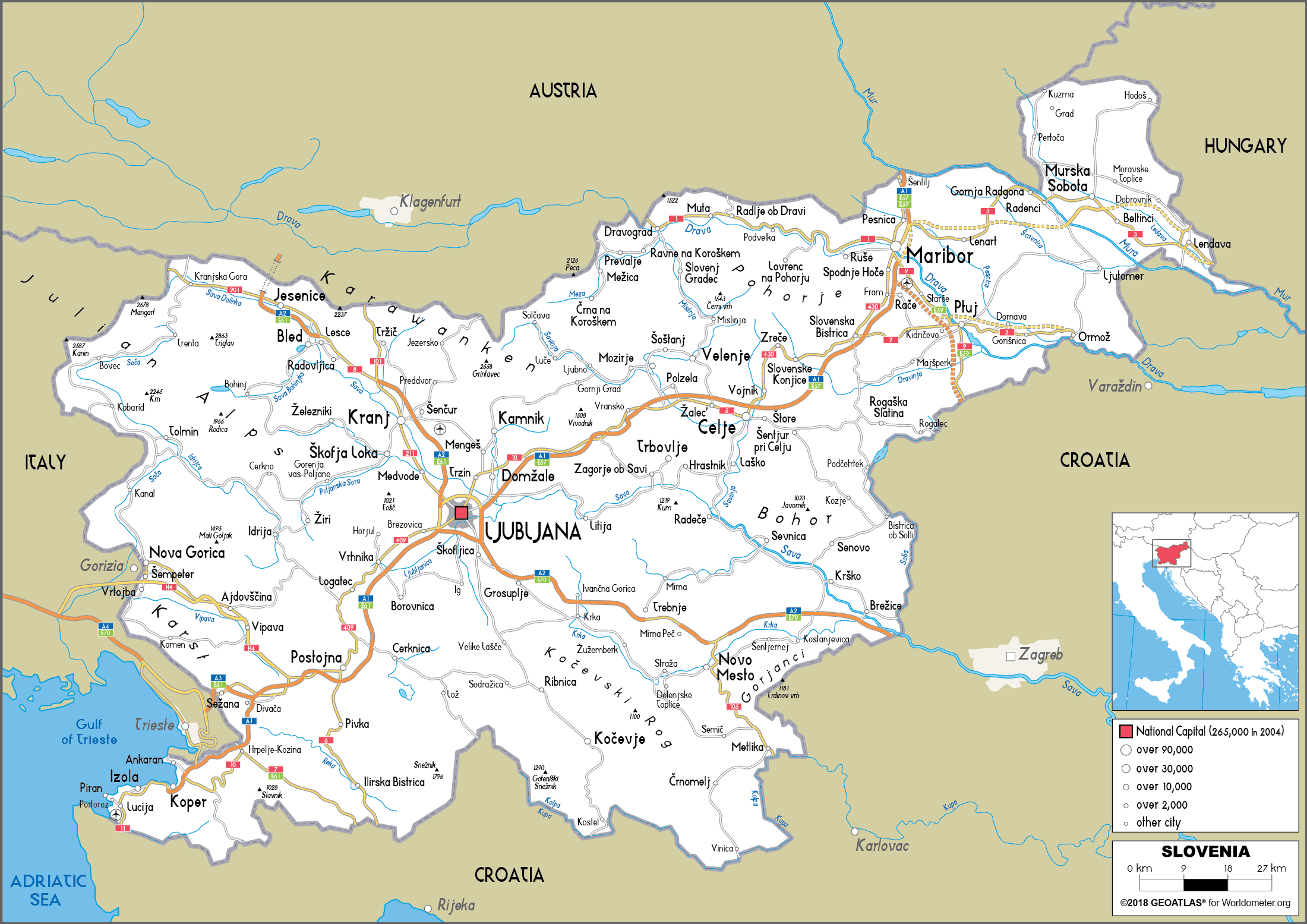 printable road map of slovenia