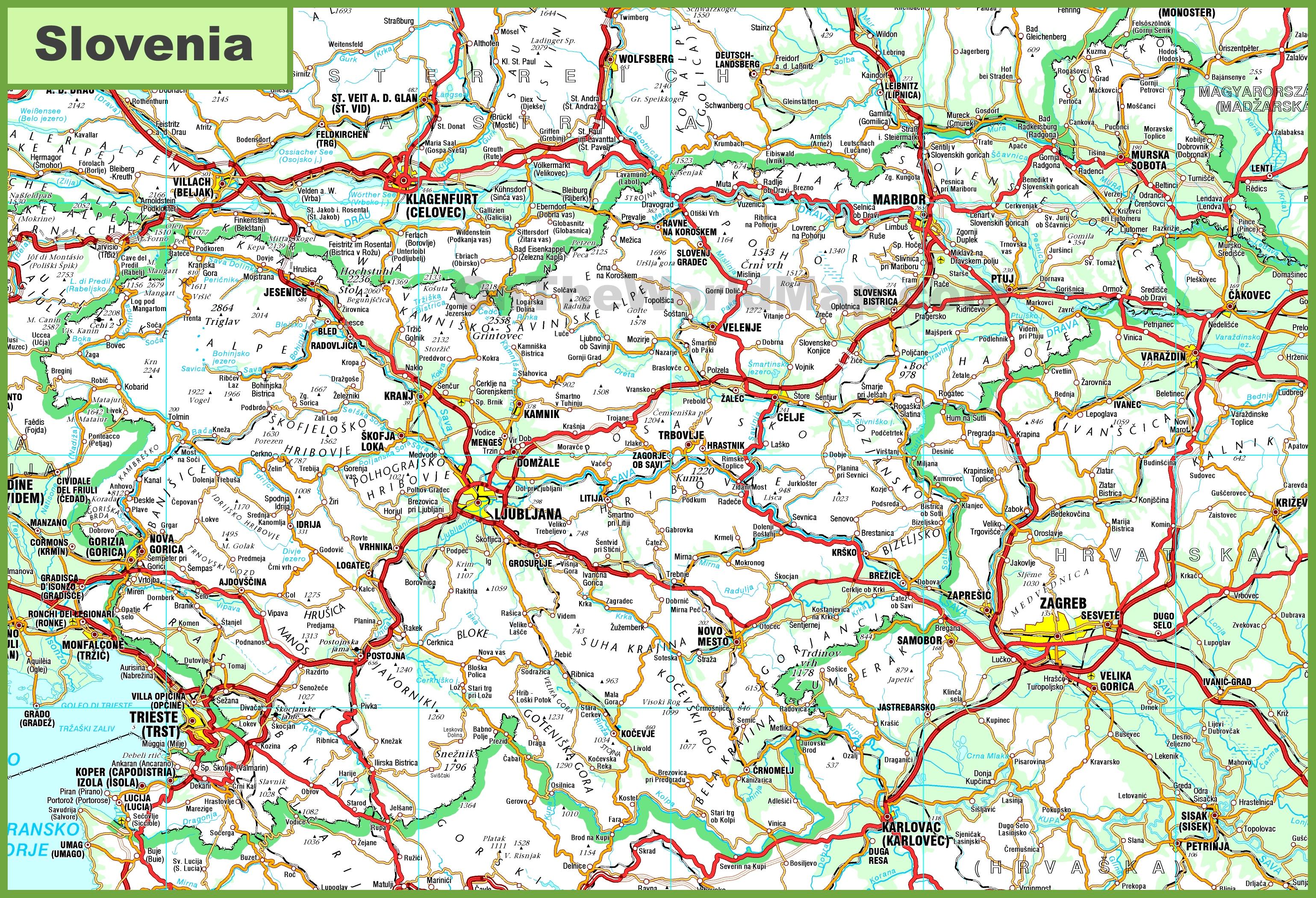 printable road map of slovenia