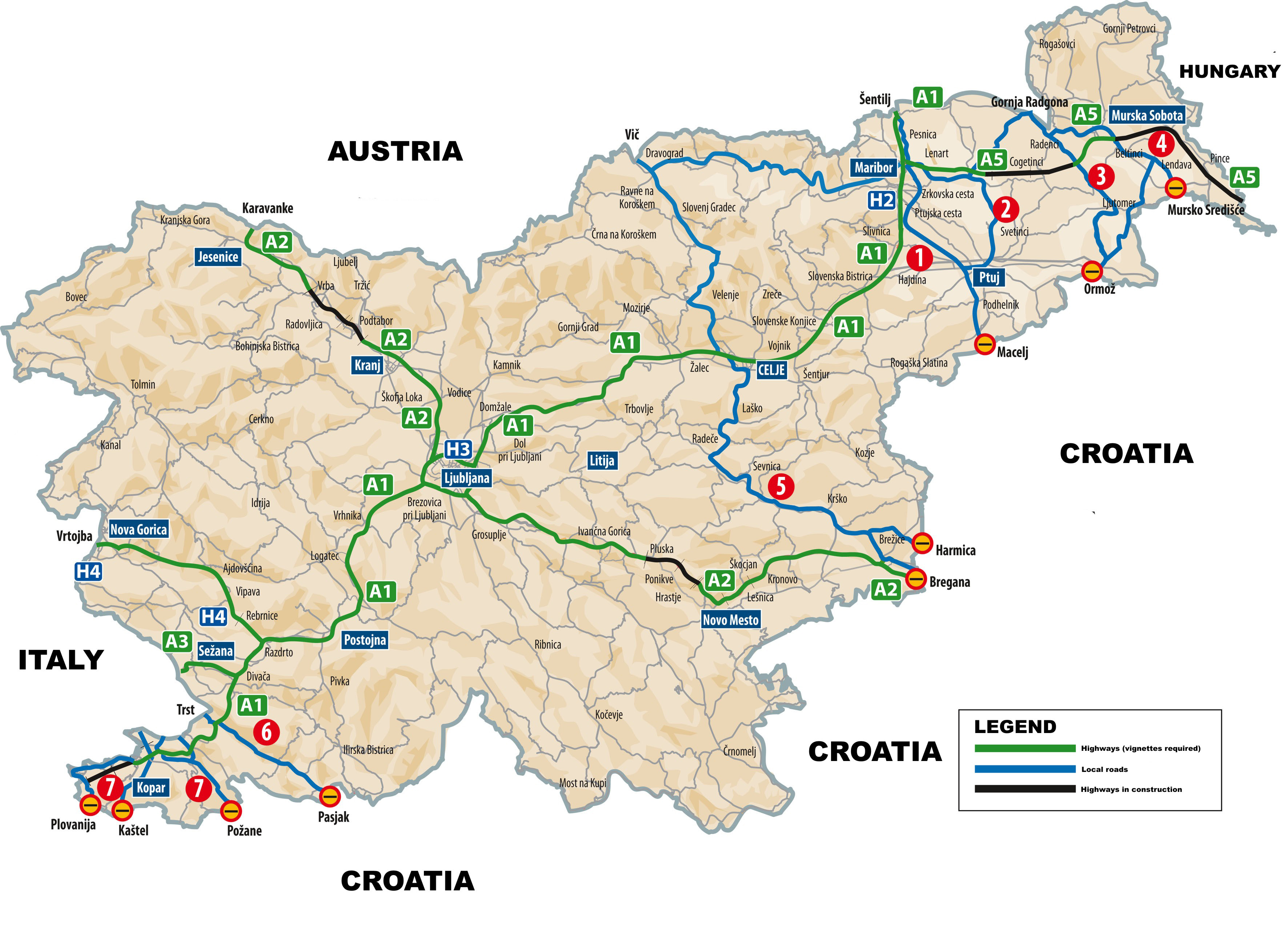 printable road map of slovenia