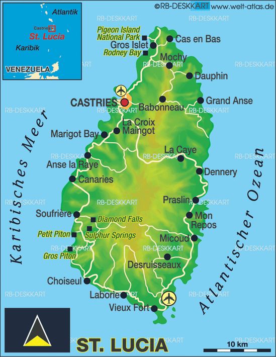 printable road map of st lucia