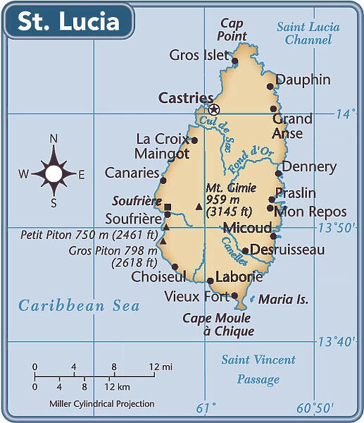 printable road map of st lucia