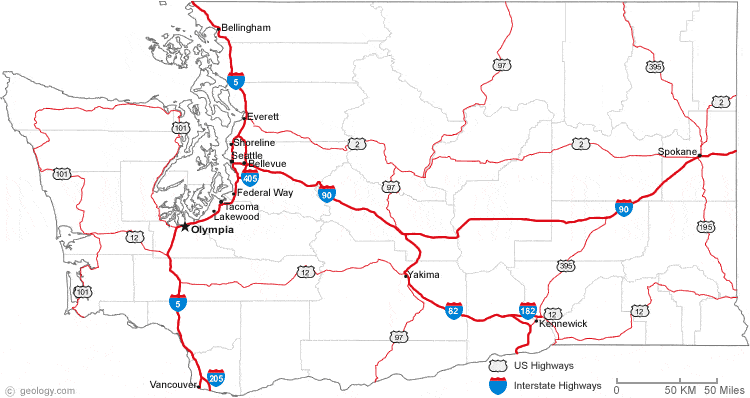 printable road map of washington state