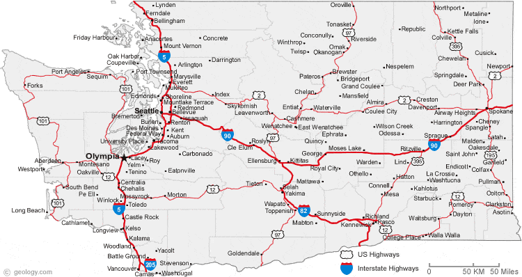 printable road map of washington state