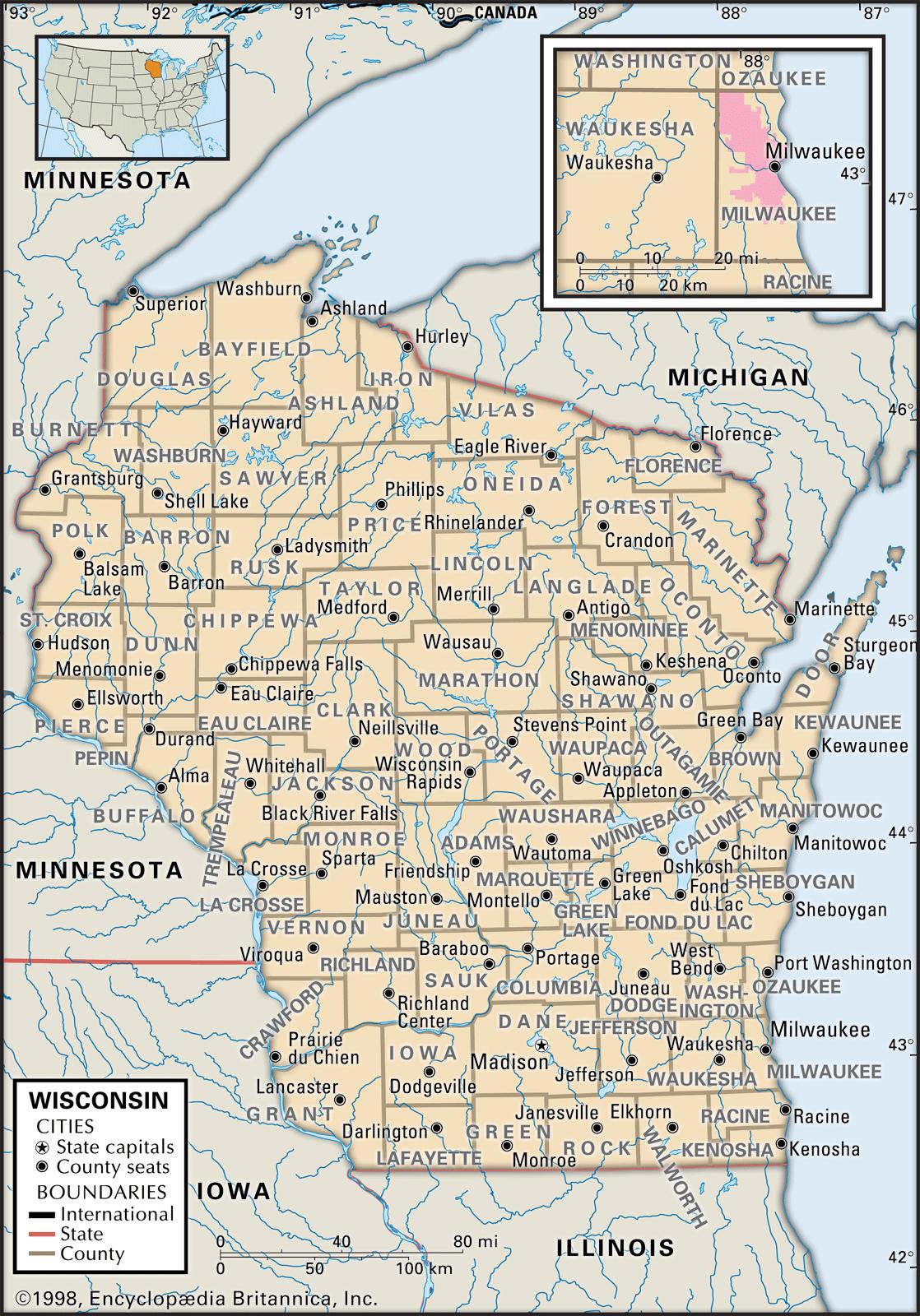 Wisconsin County Maps: Interactive History &  Complete List