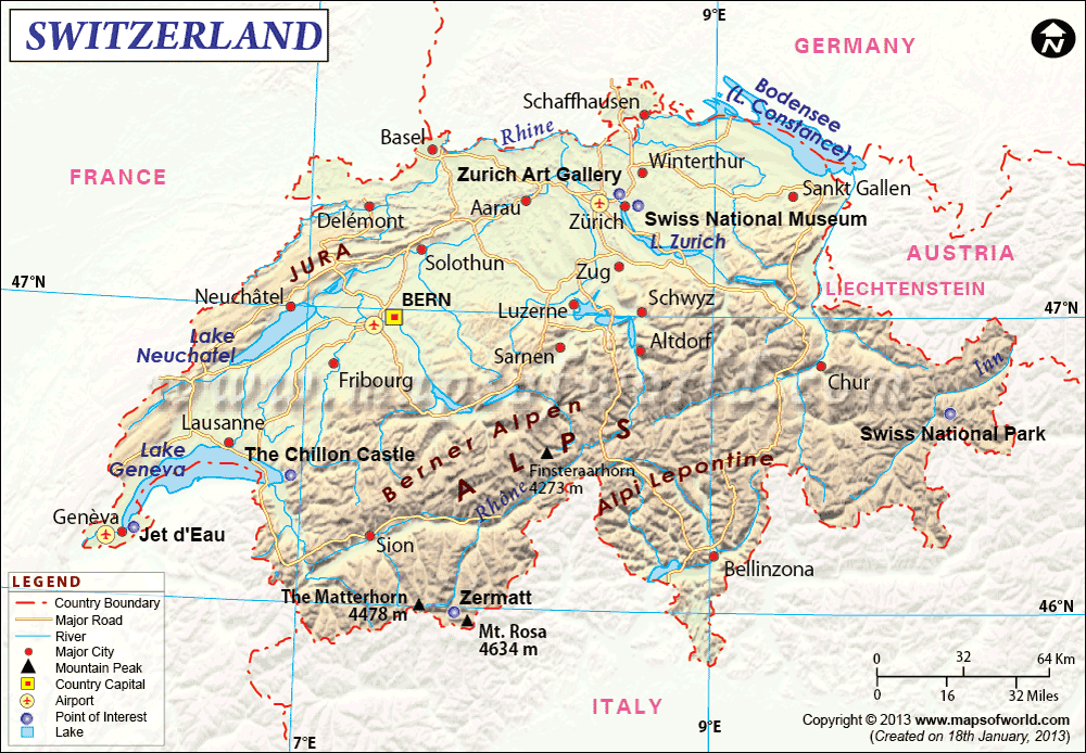 Switzerland Map | Map of Switzerland | Collection of Switzerland Maps