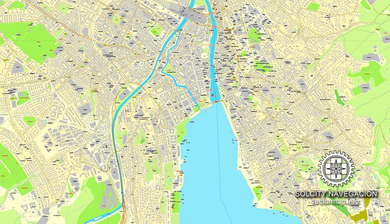 Zurich / Zürich Switzerland, printable vector street full City ...