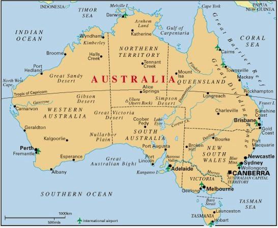 Map of Australia With Cities