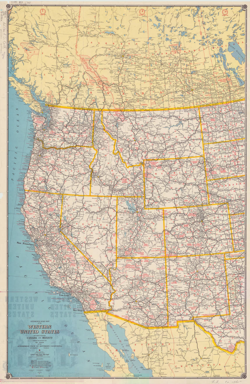 Automobile road map of the western United States including ...