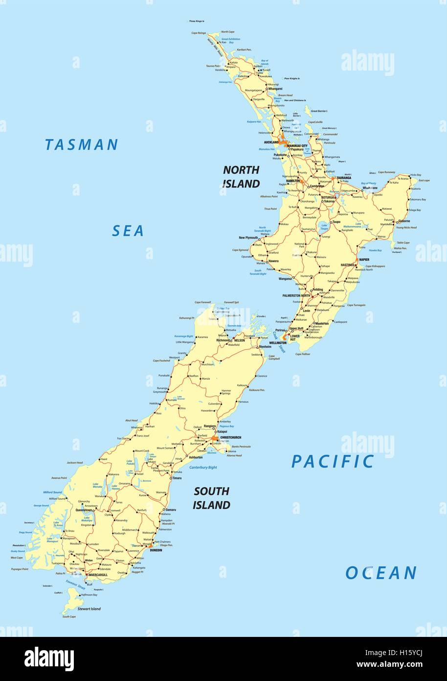 new zealand road map Stock Vector Image &  Art - Alamy