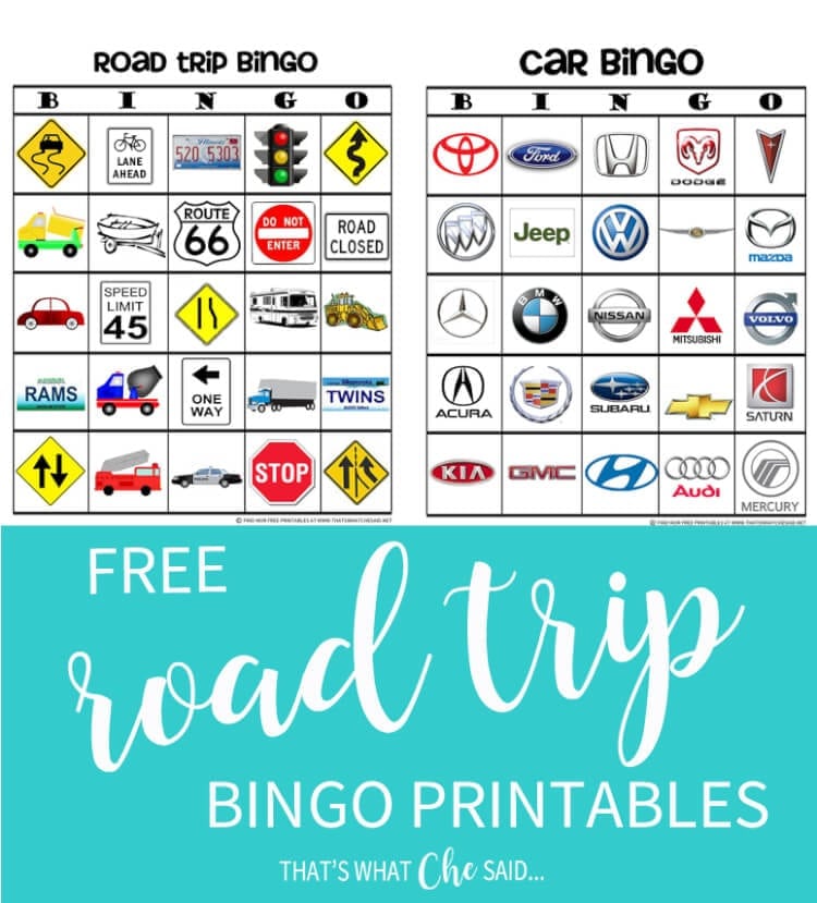 printable road trip bingo cards