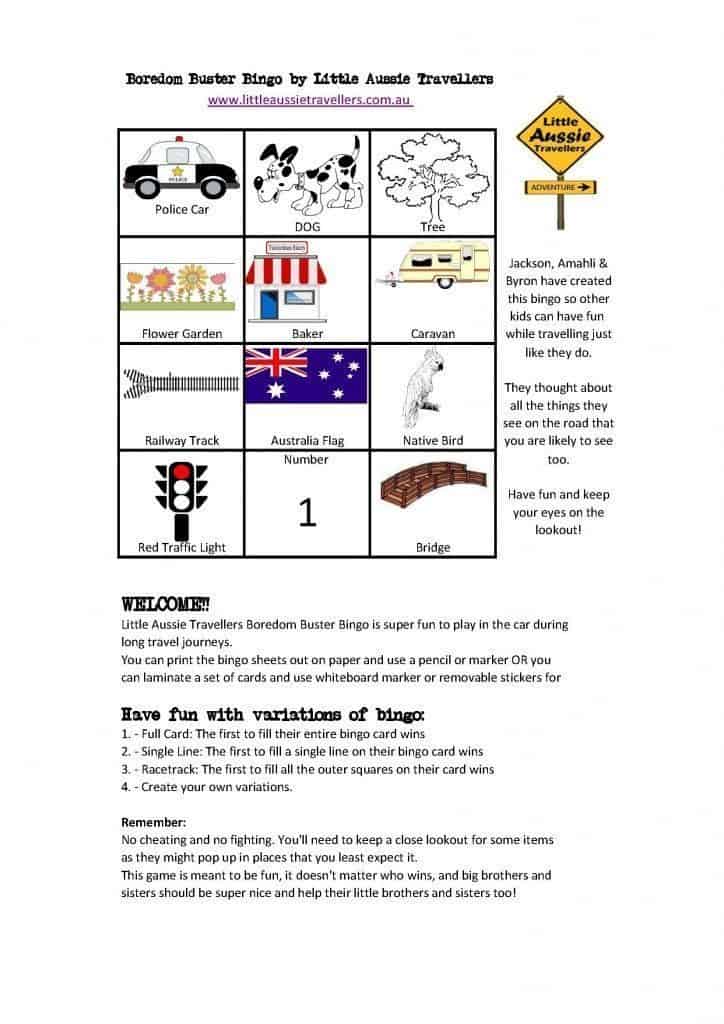 printable road trip games australia