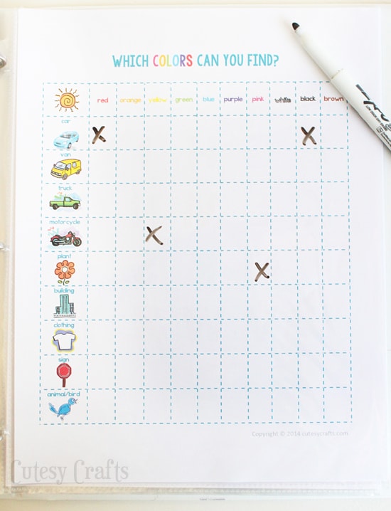 Busy Binder with Printable Road Trip Games - Cutesy Crafts