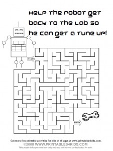robot maze - Printables for Kids - free word search puzzles ...