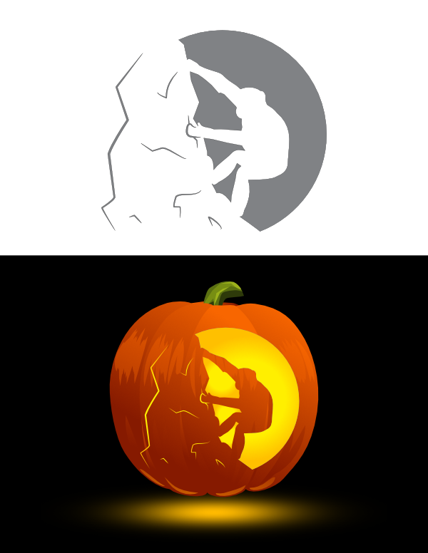 Printable Ape Climbing Rock Pumpkin Stencil