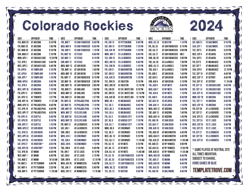 2010 Colorado Rockies schedule - The Denver Post