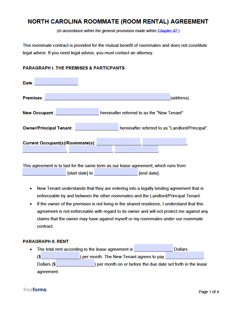 printable room rental agreement