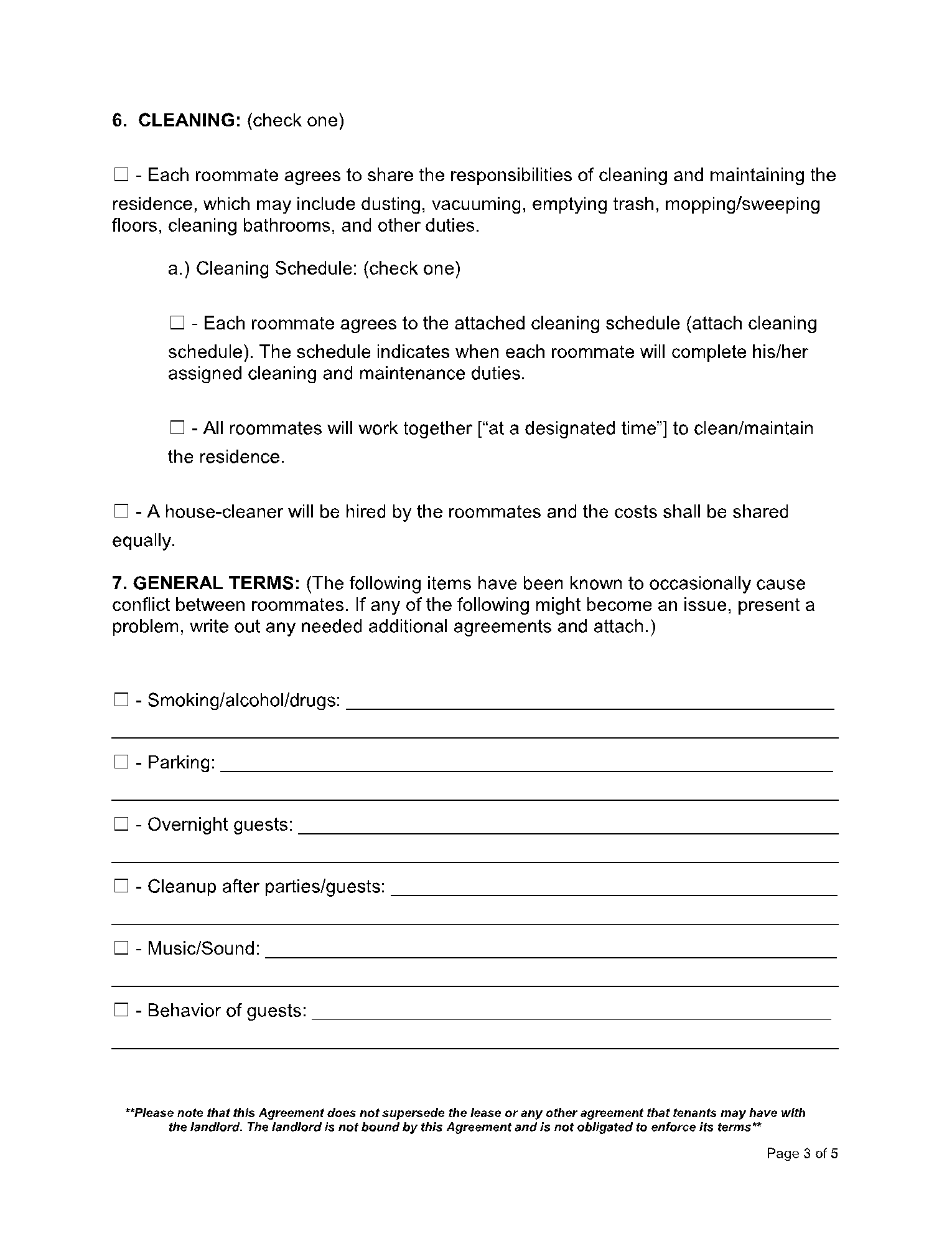 printable room rental agreement