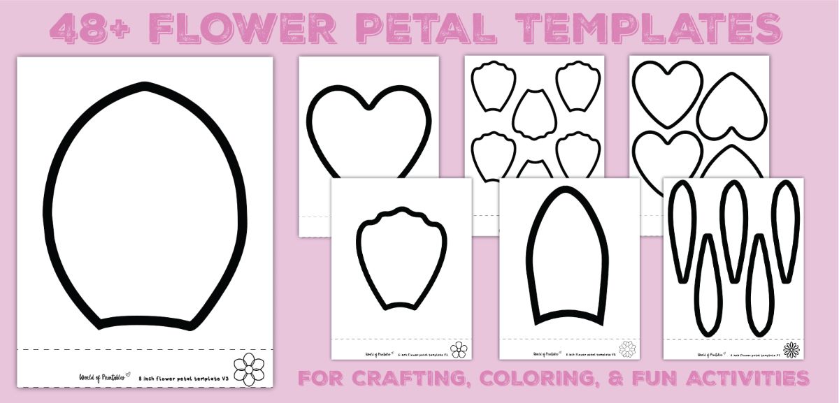 printable rose flower petal template pattern