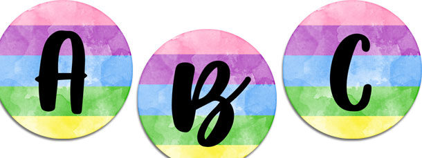 Circle Rainbow Party Banner Letters