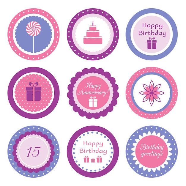 Premium Vector | Printable cupcake toppers Vector set of round ...