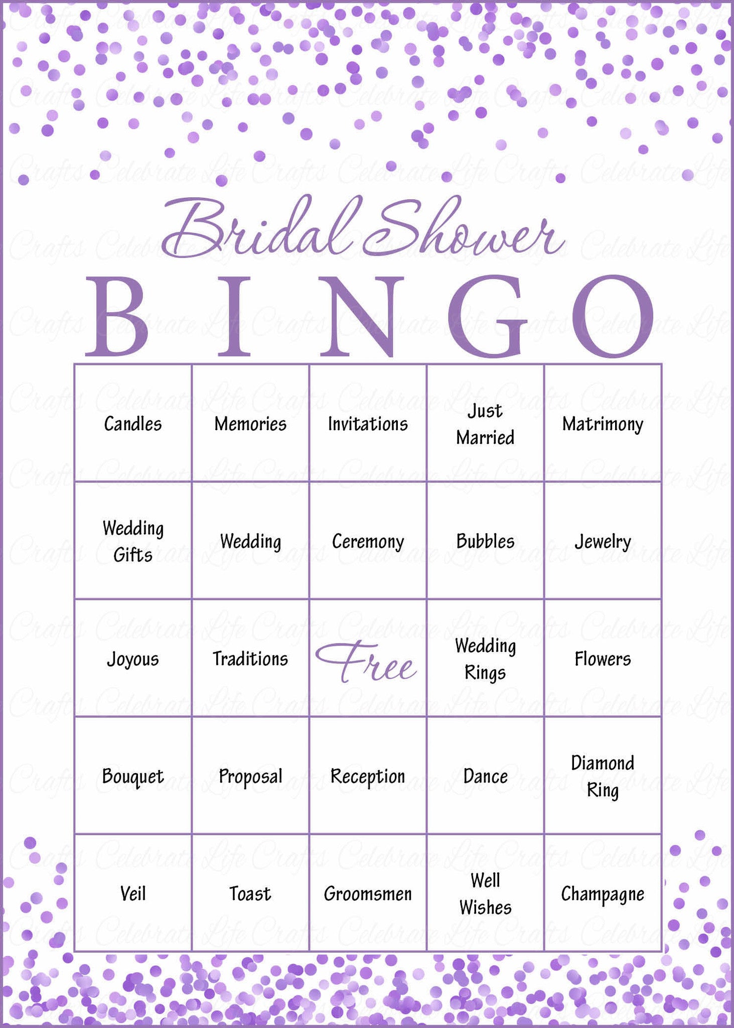 Purple Confetti Bridal Shower Game Download for Wedding Shower ...