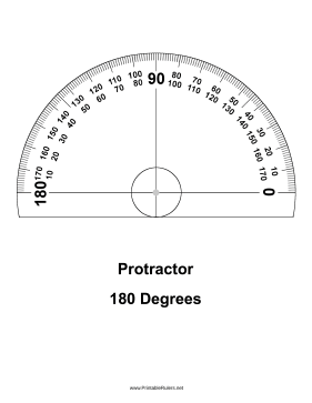 Protractor 180 Degrees - Printable Ruler