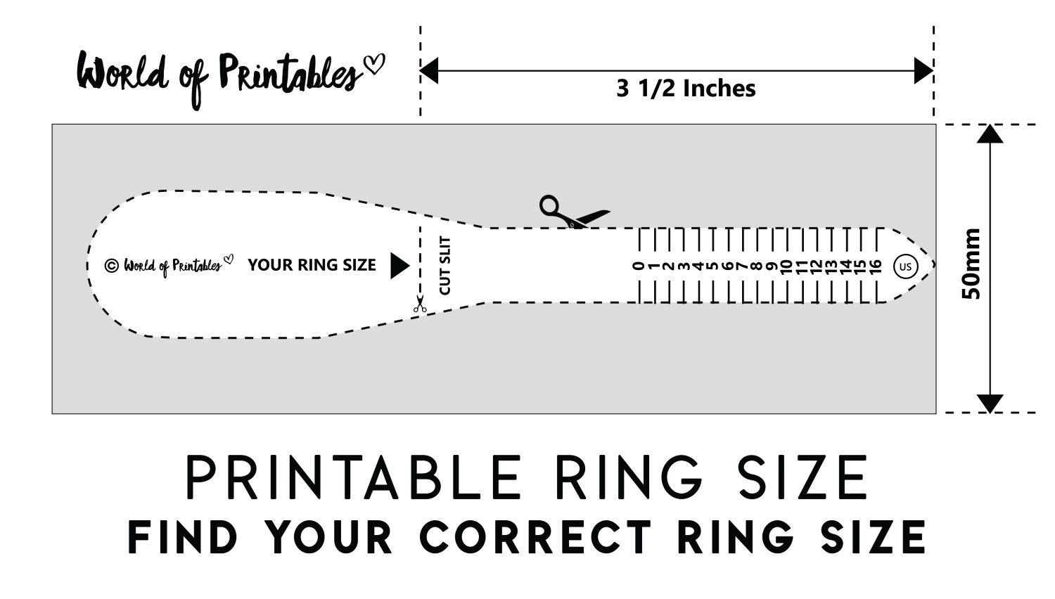 Printable Ring Size Chart - Find Your Ring Size Easy - World of ...