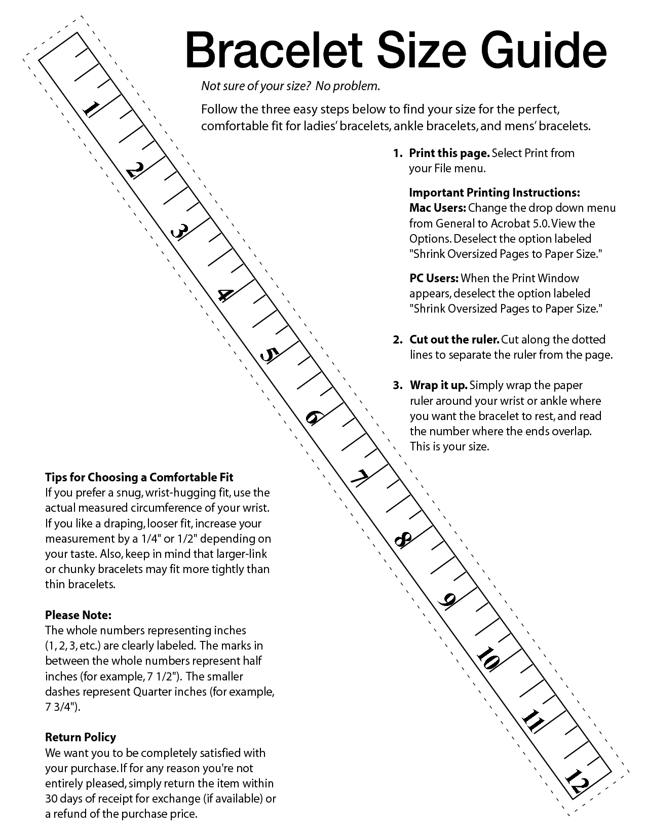 printable ruler for wrist