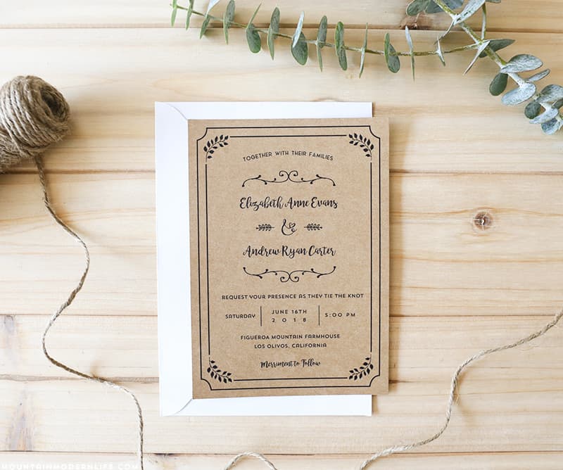 printable rustic wedding invitations free