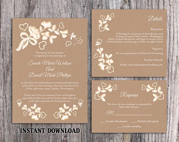Lace Wedding Invitation Template Download Printable Invitations ...