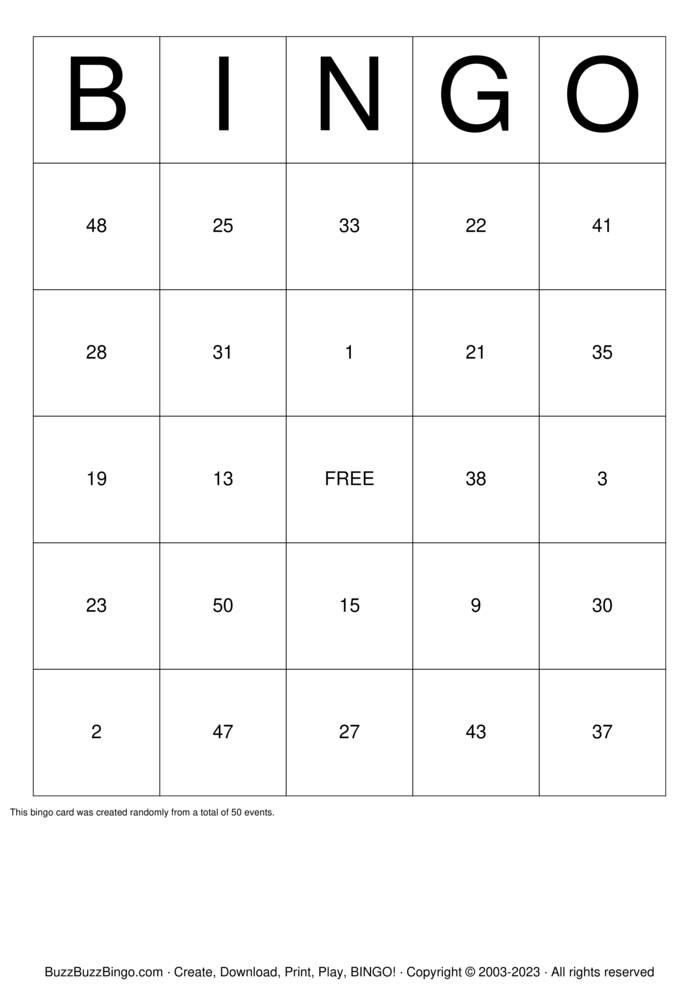 printable safety bingo cards