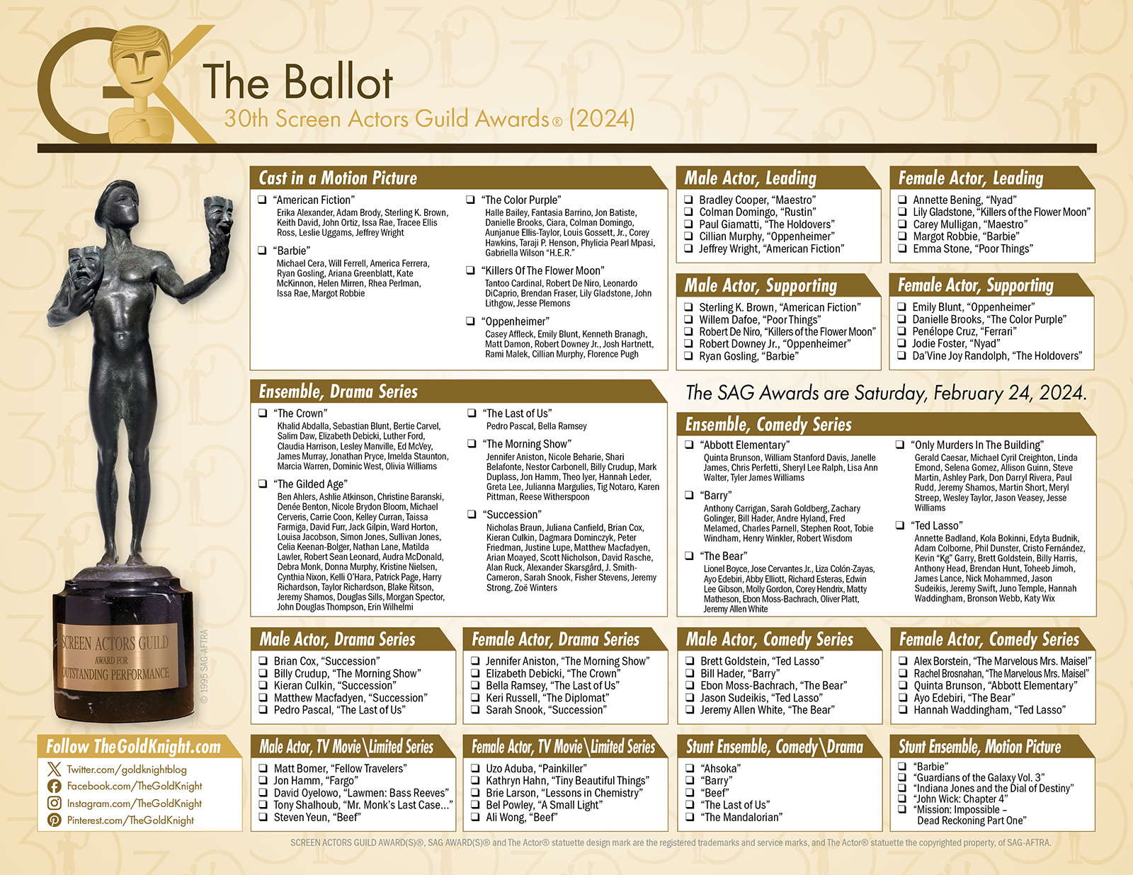printable sag awards ballot