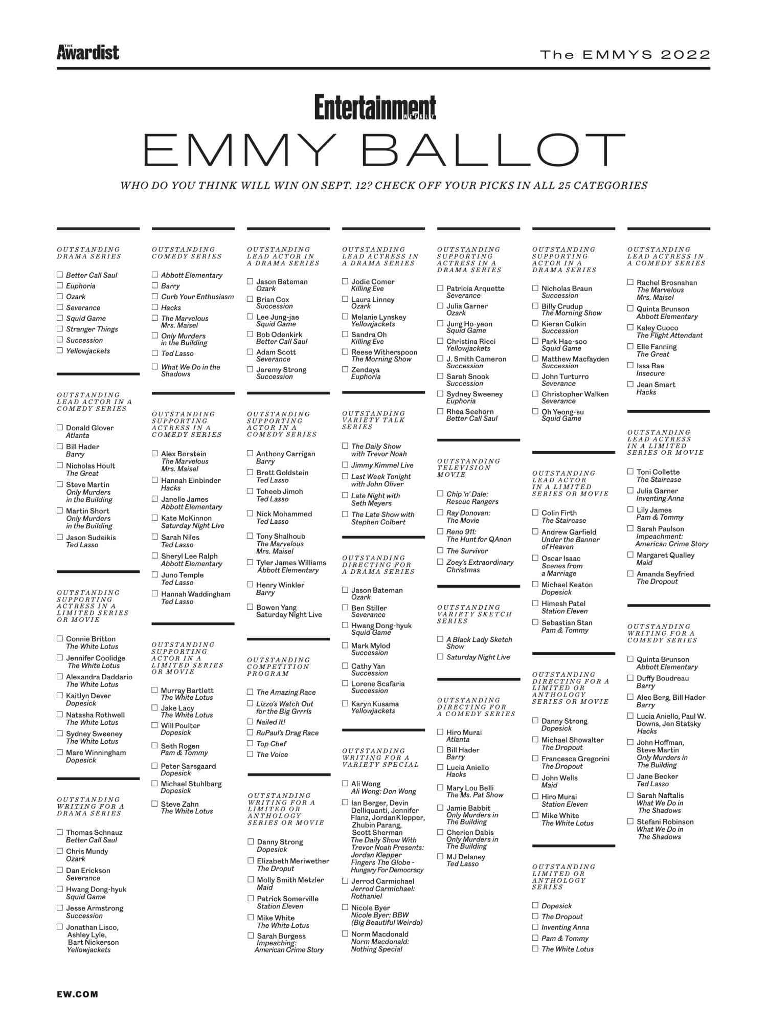 Printable 2022 Emmys Ballot Make Your Picks Worksheets Library Printable 2022 Emmys Ballot Make Your Picks Worksheets Library