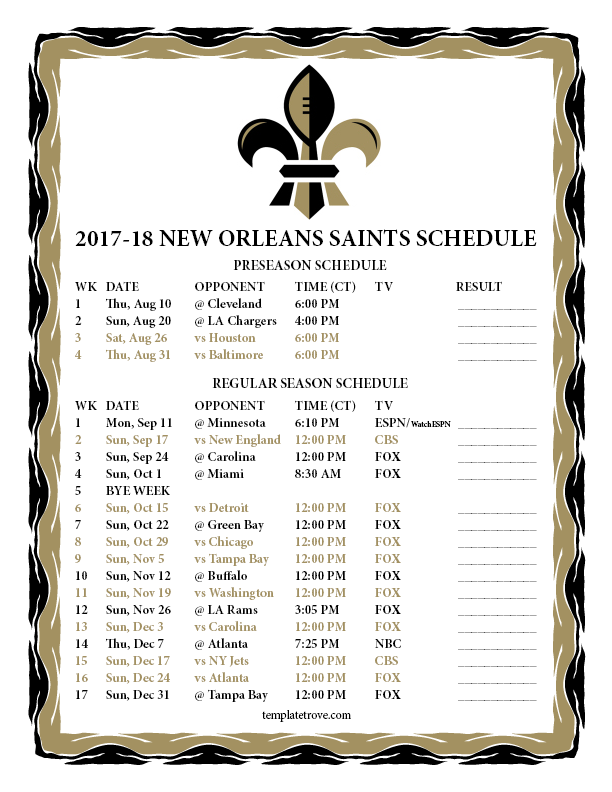New Orleans Saints 2017 I-Phone &  Android Schedule Wallpaper | New ...