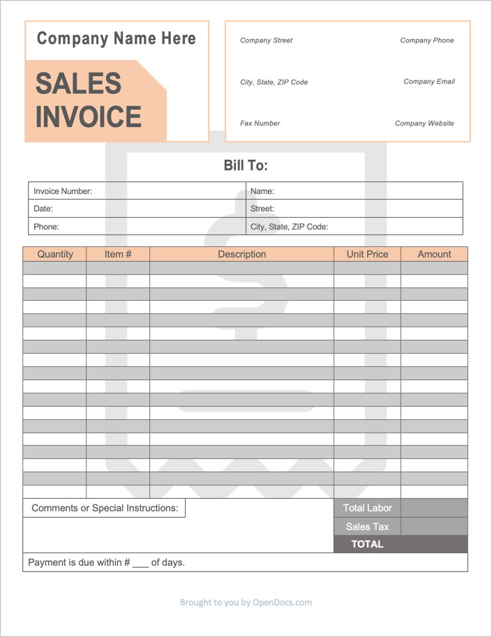 printable sales invoice