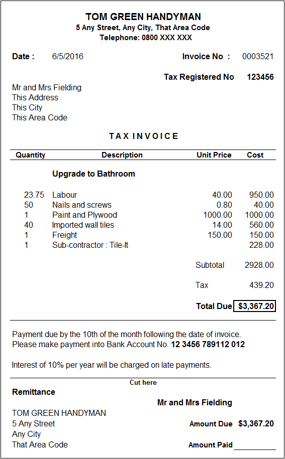 printable sales invoice