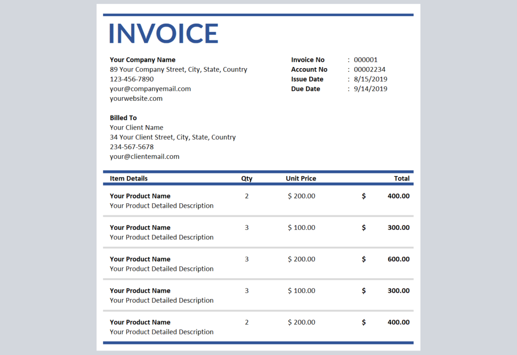 Free Printable Invoice Template - Vencru