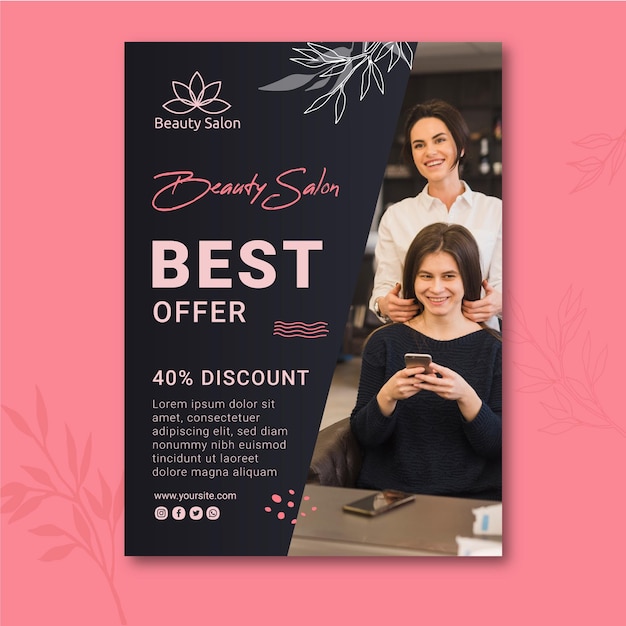 Free Vector | Beauty salon sale poster template