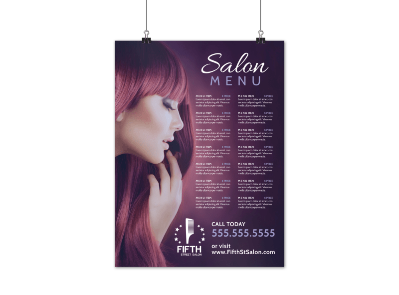 Hair Salon Menu Poster Template | MyCreativeShop