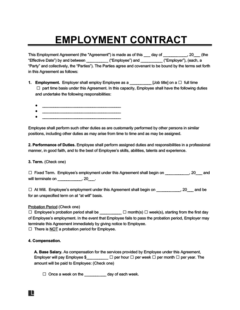 Free Employment Contract Templates | PDF &  Word