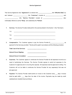 printable sample contract