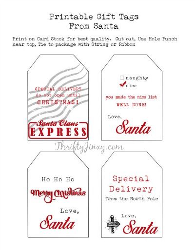 Santa Gift Tags from The North Pole - Christmas Free Printables