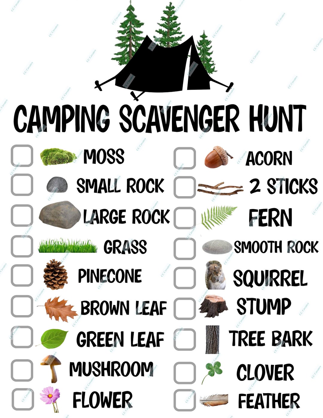 printable scavenger hunt camping