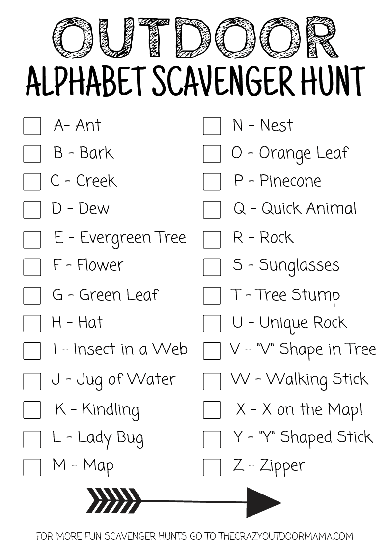printable scavenger hunt camping