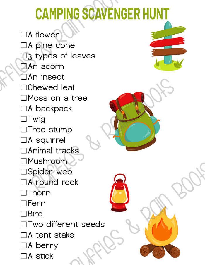 printable scavenger hunt camping