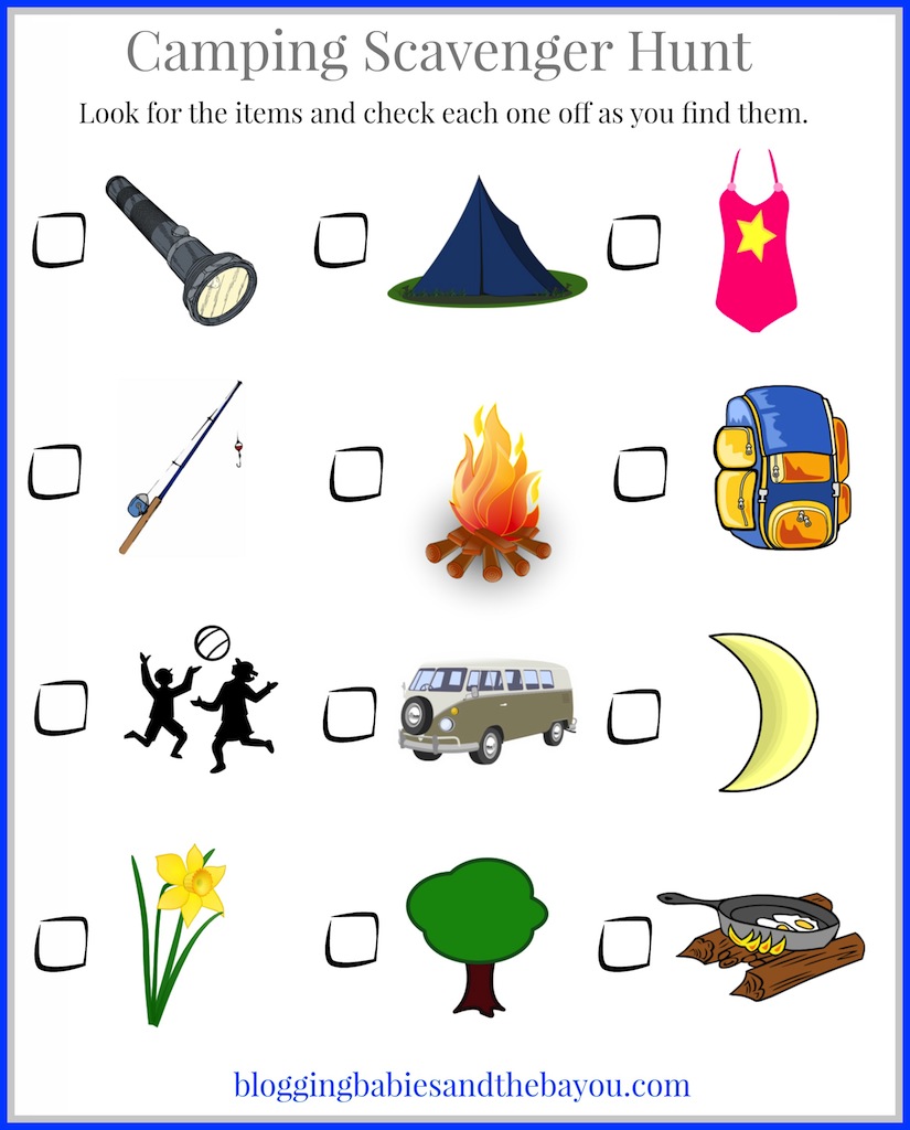 printable scavenger hunt camping