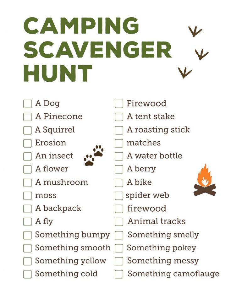 printable scavenger hunt camping