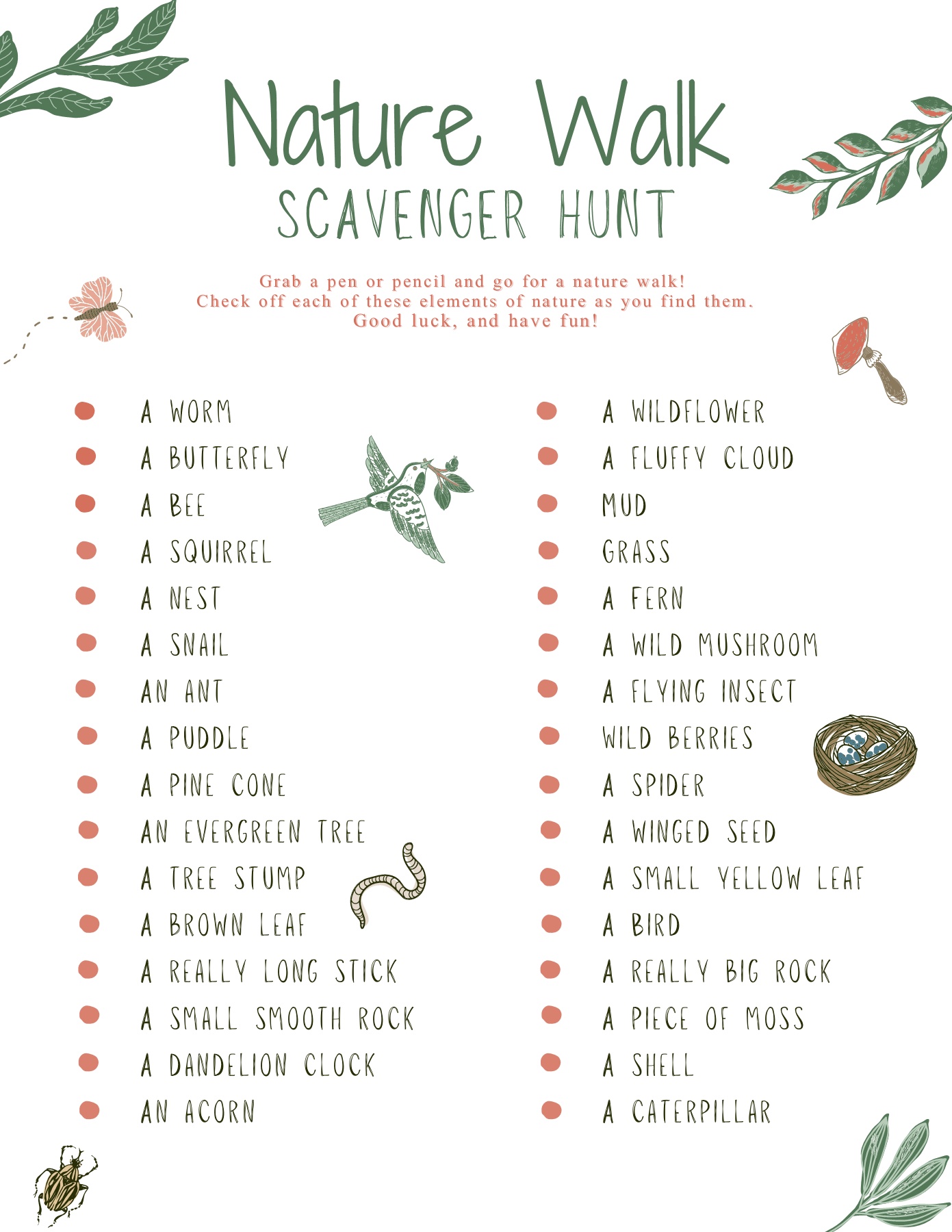 Scavenger Hunt Checklist Scavenger Hunt Checklist