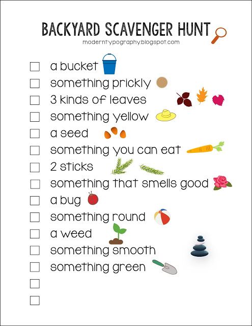 printable scavenger hunt checklist