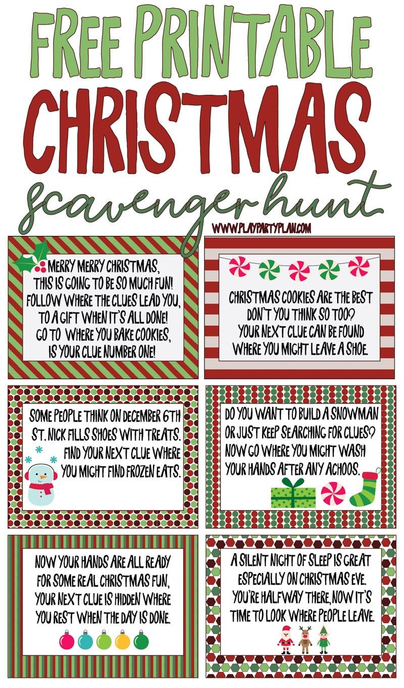 printable scavenger hunt clues christmas